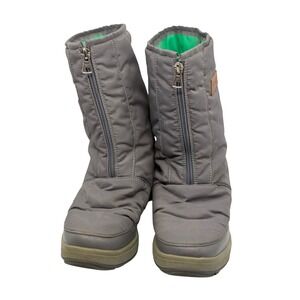 Tecnica Vintage Moon Boots Gray Nylon Front Zip Winter Snow Boots Size EU 45